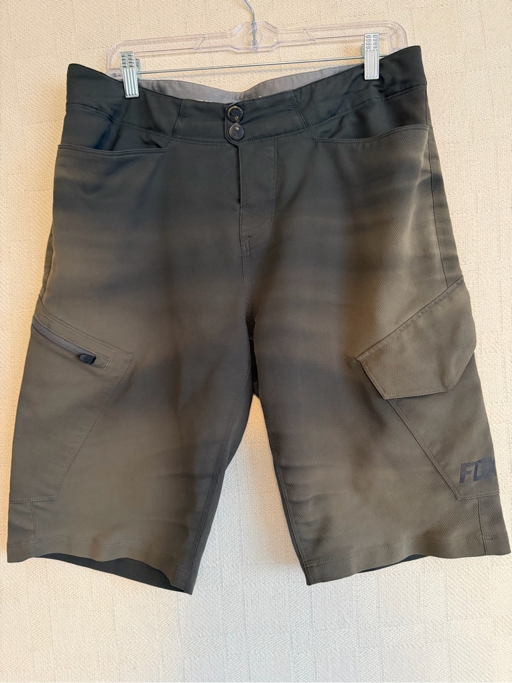 Fox Gray Green Cargo Shorts with Side Pockets Biking Performance